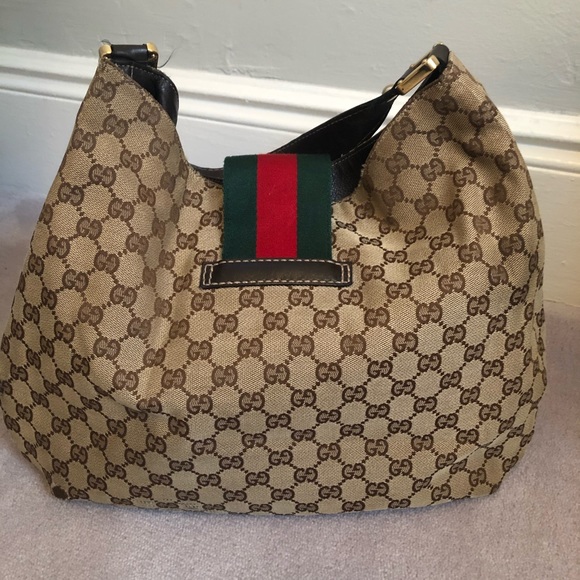 **Authentic Vintage**  GUCCI Logo Web Hobo Bag - Picture 4 of 8
